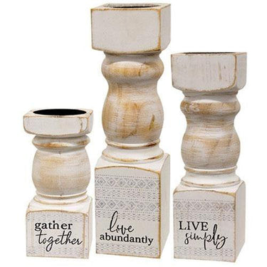 3 Set Wooden Pedestal Candle Holders - The Fox Decor